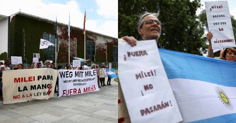 “ARGENTINA NO SE VENDE”: CIENTOS DE MANIFESTANTES RECHAZARON LA PRESENCIA DE MILEI EN ALEMANIA