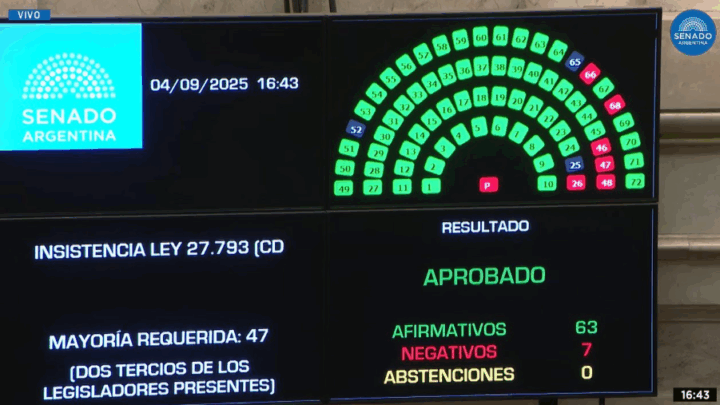 GRAN DERROTA DE MILEI: EL SENADO RECHAZÓ EL VETO EN DISCAPACIDAD Y LA LEY DEBERÁ SER PROMULGADA
