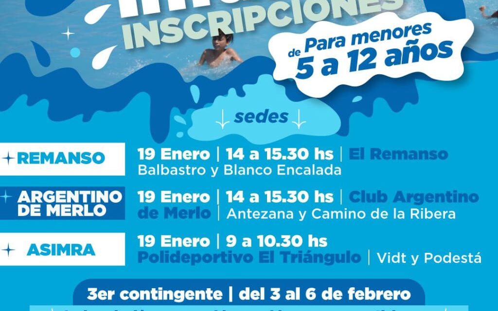 MERLO ABRE LA INSCRIPCIÓN AL TERCER CONTINGENTE DE COLONIAS INFANTILES