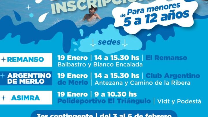 MERLO ABRE LA INSCRIPCIÓN AL TERCER CONTINGENTE DE COLONIAS INFANTILES