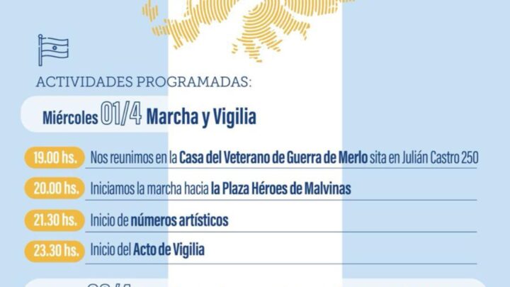 MERLO CONMEMORA EL 44° ANIVERSARIO DE LA GESTA DE MALVINAS CON MARCHA, VIGILIA Y ACTO CENTRAL
