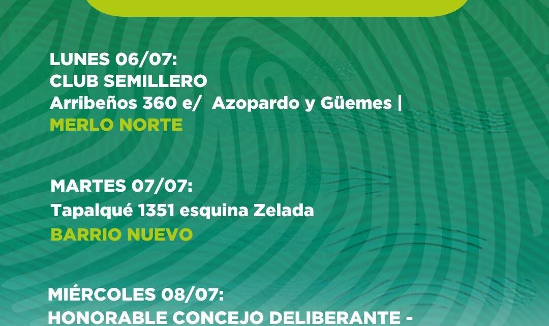 OPERATIVOS DE DOCUMENTACIÓN GRATUITOS EN MERLO: DÓNDE Y CUÁNDO REALIZAR TRÁMITES DE DNI Y OTRAS GESTIONES