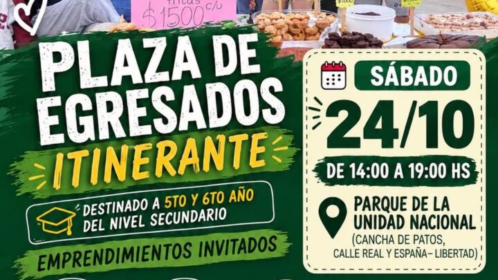 MERLO: LA PLAZA DE EGRESADOS ITINERANTE VUELVE A LIBERTAD CON FERIA, RADIO ABIERTA Y SHOWS EN VIVO
