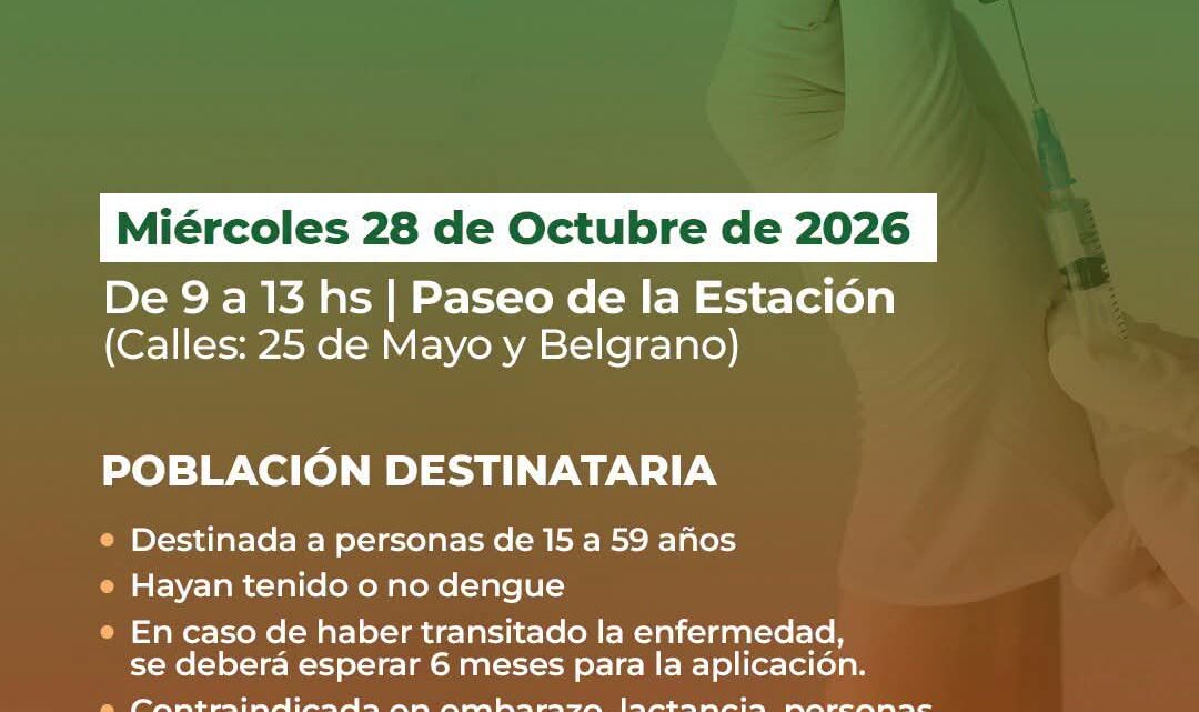 MARCOS PAZ REALIZARÁ UNA JORNADA DE VACUNACIÓN GRATUITA CONTRA EL DENGUE
