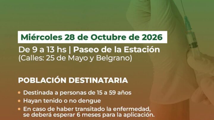 MARCOS PAZ REALIZARÁ UNA JORNADA DE VACUNACIÓN GRATUITA CONTRA EL DENGUE